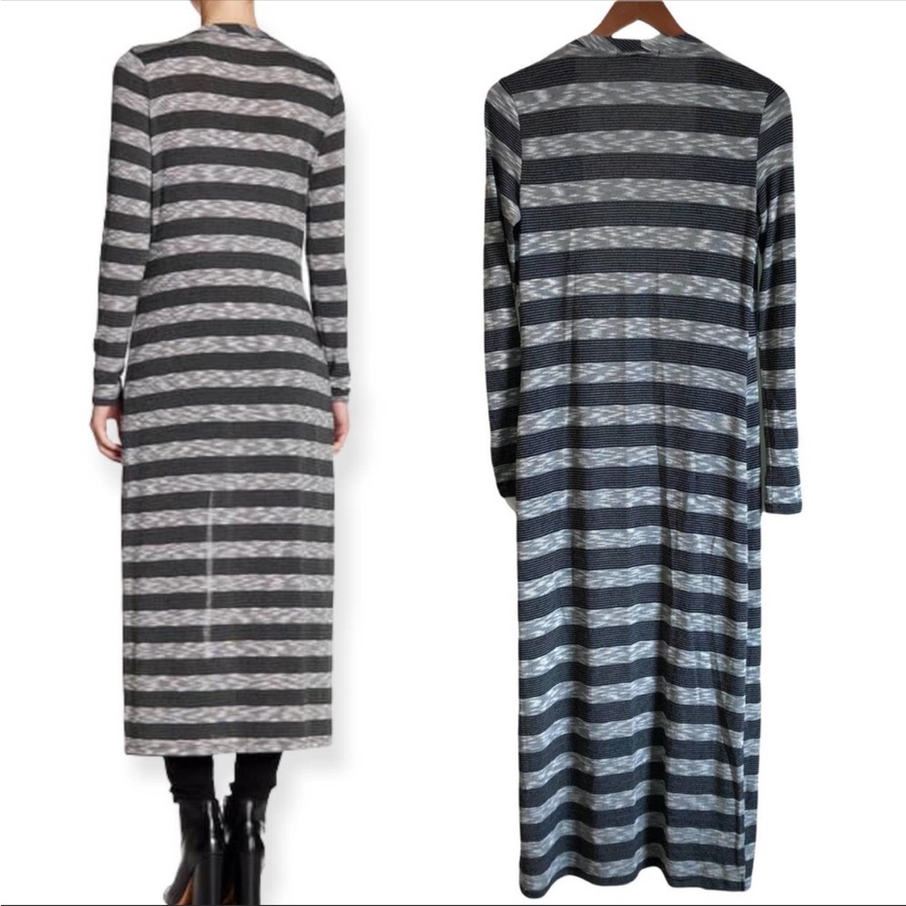 Tart Duster Cardigan Size S Striped Split Side Full Length Lightweight Sweater - Picture 3 of 6